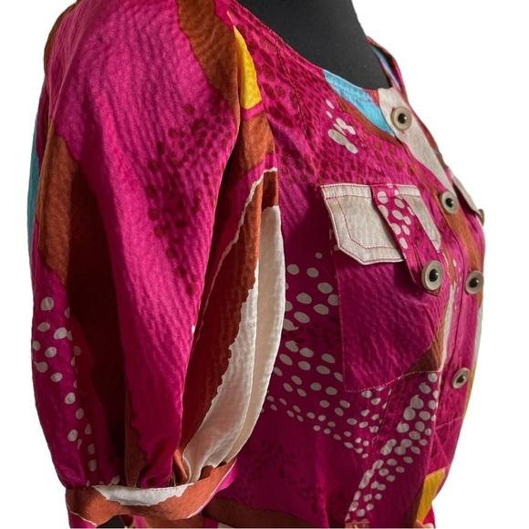 Diane von Furstenberg Silk Margot Belted Mini Dress | Vibrant Abstract Pink - Picture 5 of 11